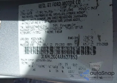 2010 Lincoln Mkz from USA, damaged, VIN 3LNHL2GC4AR627853